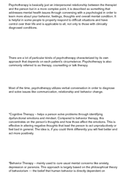 SPRINGHILL GROUP - 3 Types Of Psychotherapy