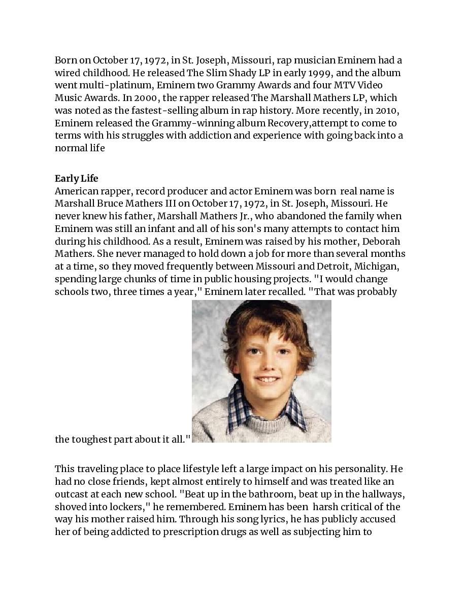 Eminem Life Story Book 762131