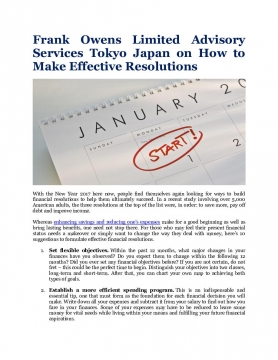 Frank Owens Limited Advisory Services Tokyo Japan on How to Make Effective Resolutions
