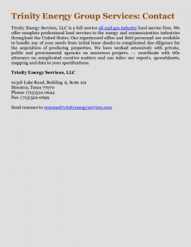 Trinity Energy Group Services: Contact