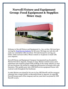 Norvell Fixture and Equipment Group: Food Equipment & Supplies Since 1943