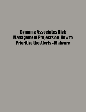 Dyman & Associates Risk Management Projects on  How to Prioritize the Alerts - Malware