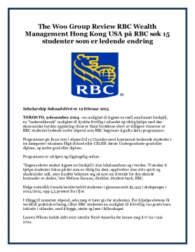 The Woo Group Review RBC Wealth Management Hong Kong USA på RBC søk 15 studenter som er ledende endring