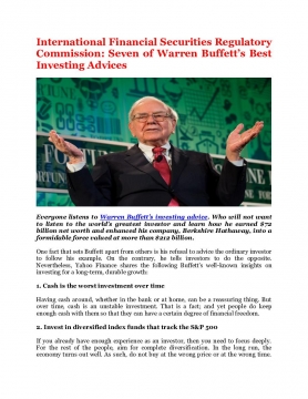 International Financial Securities Regulatory Commission: Seven of Warren Buffett’s Best Investing Advices