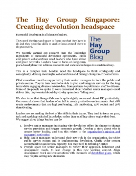 The Hay Group Singapore: Creating devolution headspace