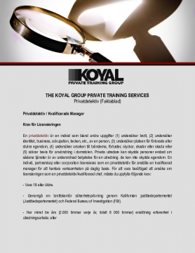 The Koyal Group Private Training Services: Privatdetektiv (Faktablad)