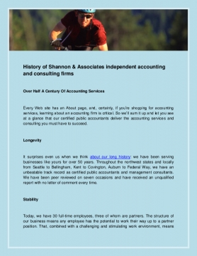 History of Shannon & Associates independent accounting and consulting firms
