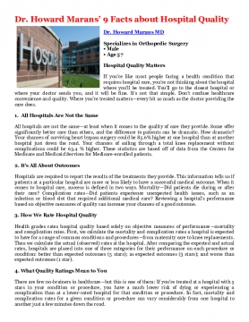 Dr. Howard Marans’ 9 Facts about Hospital Quality