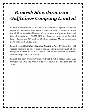Gulftainer Company Limited - Ramesh Shivakumaran