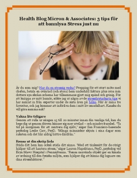 Health Blog Micron & Associates: 3 tips för att bannlysa Stress just nu