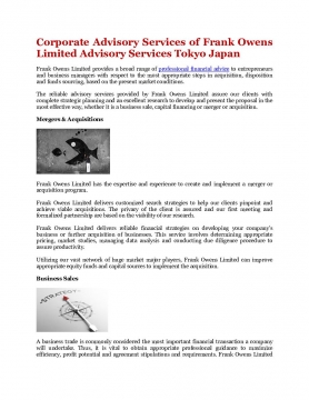 Corporate Advisory Services of Frank Owens Limited Advisory Services Tokyo Japan