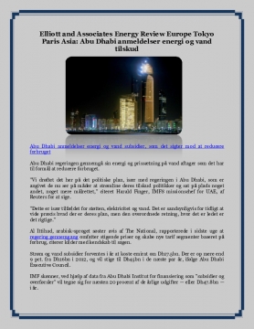 Elliott and Associates Energy Review Europe Tokyo Paris Asia: Abu Dhabi anmeldelser energi og vand tilskud