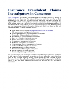 Insurance Fraudulent Claims Investigators in Cameroon