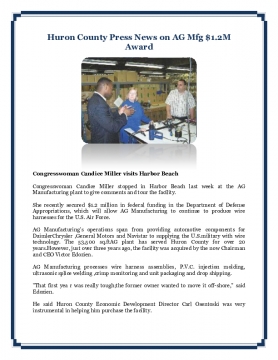 Huron County Press News on AG Mfg $1.2M Award