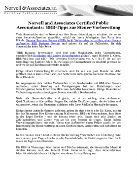Norvell and Associates Certified Public Accountants: BBB-Tipps zur Steuer-Vorbereitung