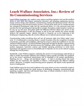Leach Wallace Associates, Inc.: Review of its Commissioning Services