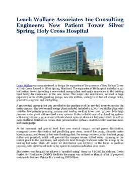 Leach Wallace Associates Inc Consulting Engineers: New Patient Tower Silver Spring, Holy Cross Hospital