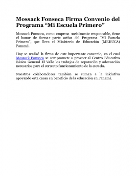 Mossack Fonseca Firma Convenio del Programa “Mi Escuela Primero”
