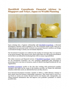 Hawkfield Consultants Financial Advisor in Singapore and Tokyo, Japan on Wealth Planning