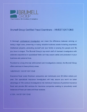 Brumell Group Certified Fraud Examiners - INVESTIGATIONS