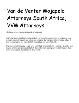 Van de Venter Mojapelo Attorneys South Africa, VVM Attorneys