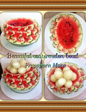 Carved watermelon bowl is a simple way you can do it!