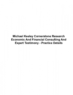 Michael Keeley Cornerstone Research Economic And Financial Consulting And Expert Testimony