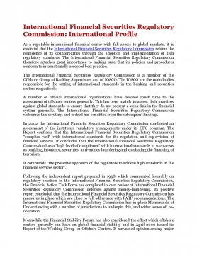 International Financial Securities Regulatory Commission: International Profile