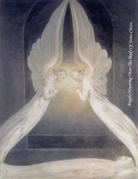 Angels Hovering Over The Body Of Jesus Christ.