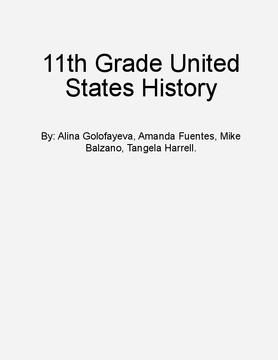 11th Grade United States History Curriculum