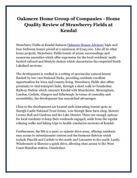 Oakmere Home Group of Companies - Home Quality Review of Strawberry Fields at Kendal