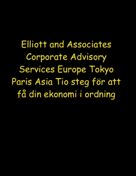 Elliott and Associates Corporate Advisory Services Europe Tokyo Paris Asia Tio steg för att få din ekonomi i ordning