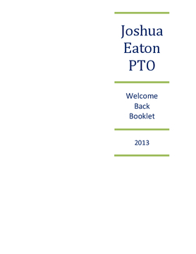 Joshua Eaton PTO Welcome Back Booklet
