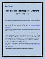 The Hay Group Singapore   Different and 