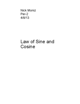 Law of Sine,Law of Cosine