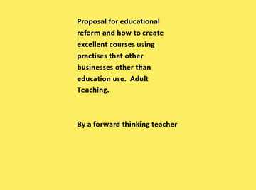 Proposal for educational reform in adult teaching