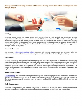 Management Consulting Services of Donavan Group Asset Allocation in Singapore and Tokyo, Japan