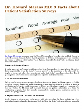 Dr. Howard Marans MD: 8 Facts about Patient Satisfaction Surveys