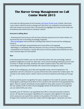 The Harver Group Management on Call Center World 2015