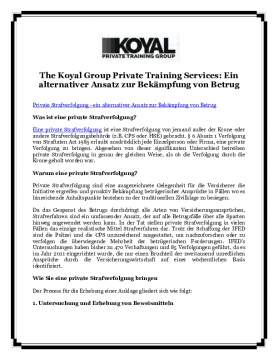 The Koyal Group Private Training Services: Ein alternativer Ansatz zur Bekämpfung von Betrug