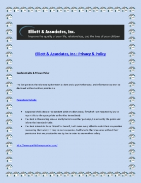 Elliott & Associates, Inc.: Privacy & Policy