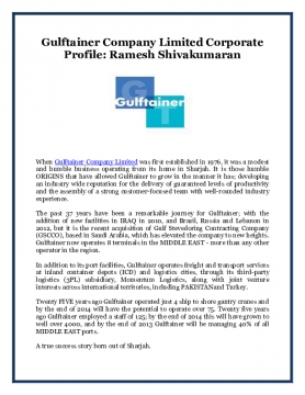 Gulftainer Company Limited Corporate Profile: Ramesh Shivakumaran