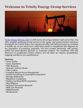 Welcome to Trinity Energy Group Services