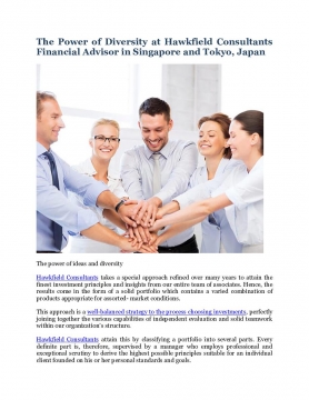The Power of Diversity at Hawkfield Consultants Financial Advisor in Singapore and Tokyo, Japan