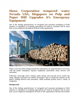 Haws Corporation tempered water Nevada USA, Singapore on Pulp and Paper Mill Upgrades it’s Emergency Equipment