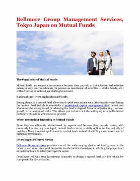 Bellmore Group Management Services, Tokyo Japan on Mutual Funds