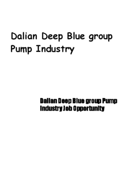 Dalian Deep Blue group Pump Industry Job Opportunity