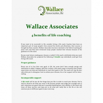Wallace Associates: 4 benefits of life coaching
