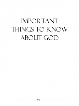 Important Things to Know about God