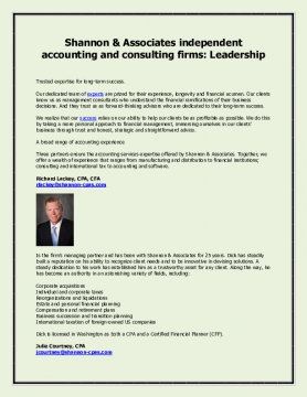 Shannon & Associates independent accounting and consulting firms: Leadership
